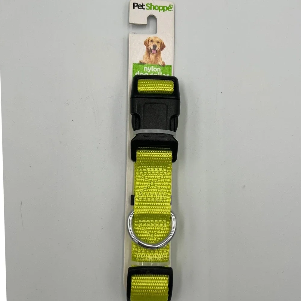 Pet Shoppe Nylon Dog Collar Large Neon Green Brand New Adjustable 18-26in